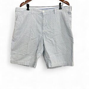 Tommy Hilfiger Chino Shorts Men Sz 38 White Blue Striped Mid Rise Casual Cotton